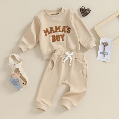 Baby Boys' Two-Piece Outfit, Long Sleeve Sweatshirt + Trousers, 2-Piece Set, Baby Clothing, 0-3 Years, Children's Outfit for Baby Boys 