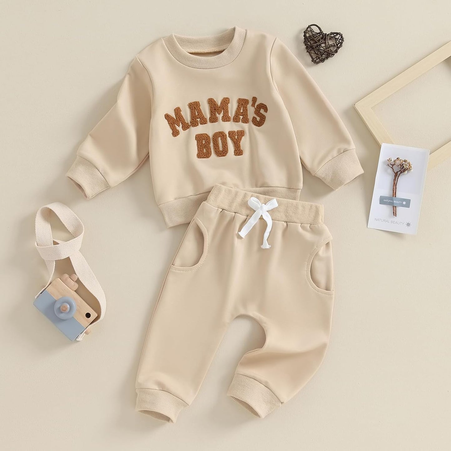 Baby Boys' Two-Piece Outfit, Long Sleeve Sweatshirt + Trousers, 2-Piece Set, Baby Clothing, 0-3 Years, Children's Outfit for Baby Boys 