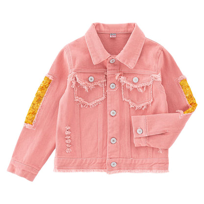 Amur Leopard Kids Girls Denim Jacket Cotton Denim Jacket Cute Children Spring Autumn Jacket 