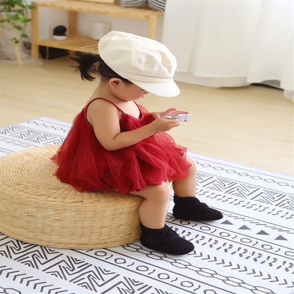 Edoton Infant Boys Girls Warm Slippers Winter White Cute Soft Cotton Unisex Non-Slip Baby Shoes for Christmas First Birthday Gift.