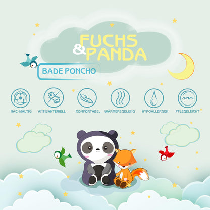 Fuchs&Panda® Badeponcho Kinder EXTRA warm, weich & kuschelig (100% Bambus) | Badeponcho Baby | Handtuch Poncho Kinder mit toller Geschenkverpackung (Kupfer-grün)