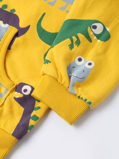 Alleen Boys' Sweat Jacket Hoodie Long Sleeve Cotton Children's Pullover Dino Hoodie Jacket with Hood and Zip 