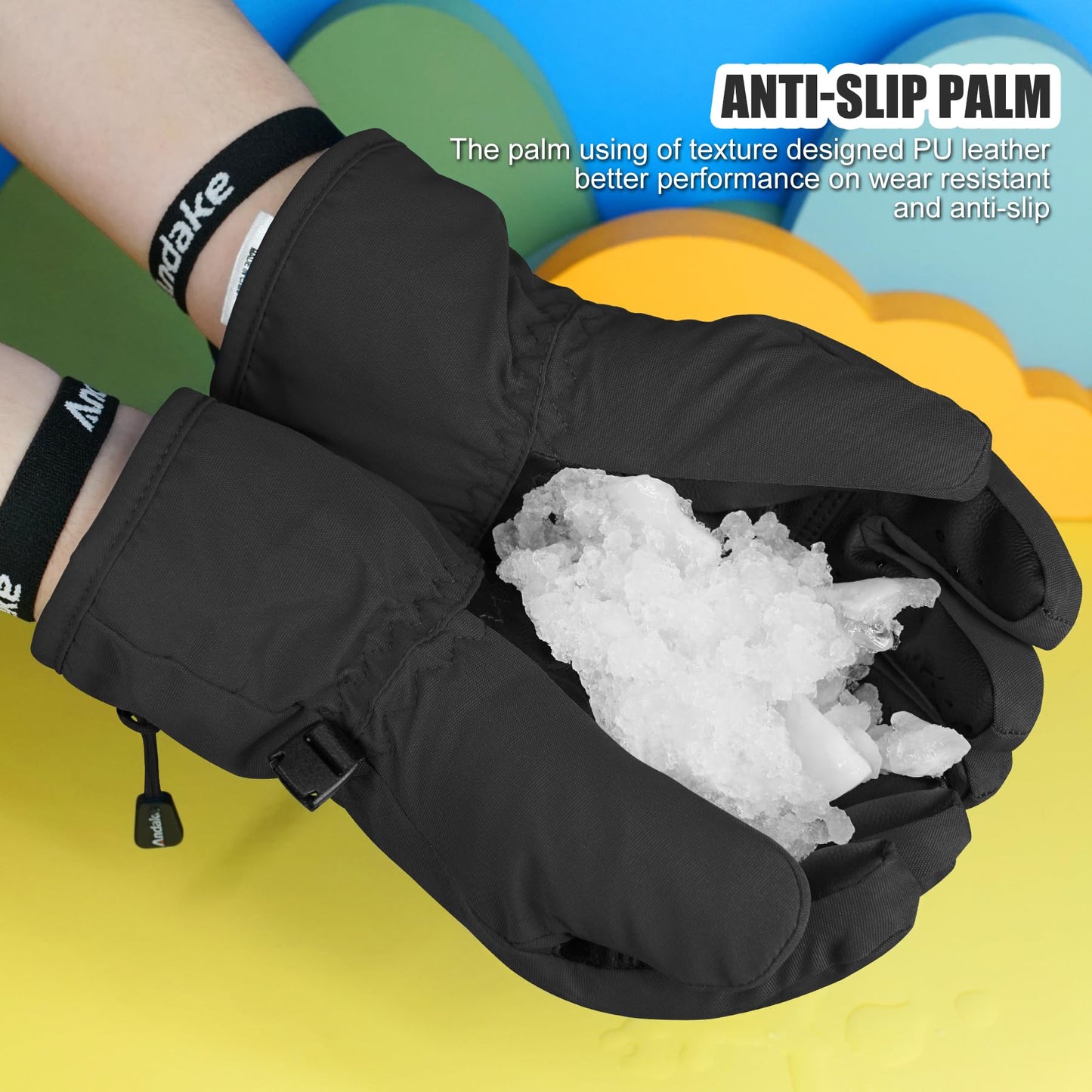 Andake Children's gloves, windproof, waterproof, warm winter gloves, skiing, outdoor sports, riding gloves, boys and girls