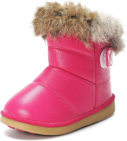 KVbabby Winter Shoes, Girls’ Warm Lined Winter Boots, Children's Ankle Boots, Waterproof Snow Boots, Soft Soles, Slip-On Boots