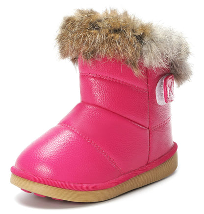 KVbabby Winter Shoes, Girls’ Warm Lined Winter Boots, Children's Ankle Boots, Waterproof Snow Boots, Soft Soles, Slip-On Boots