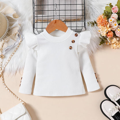 UUAISSO Kleinkind Baby Mädchen Kleidung Langarm Gerippte Oberteile Plaid Tweed Muster Rock Baskenmütze Herbst Knopf Outfits Sets