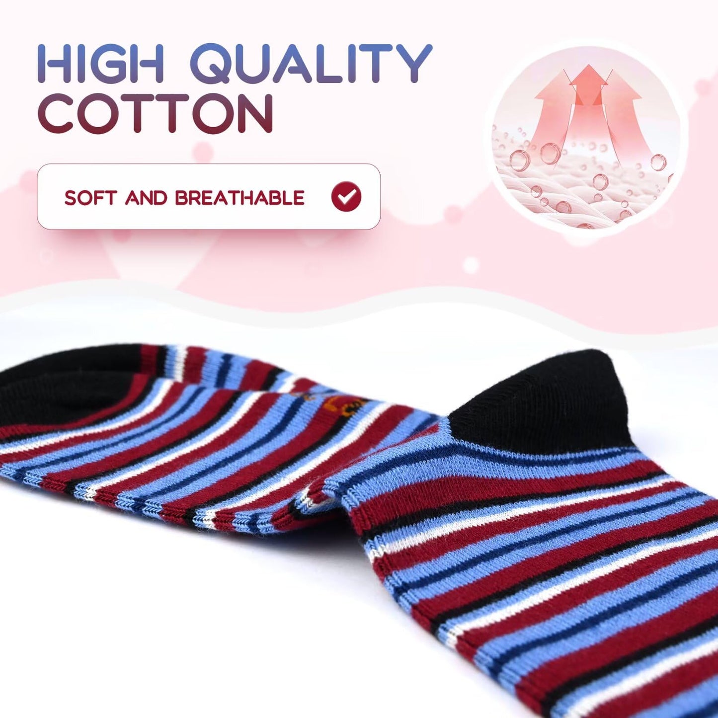 TUUHAW 10 Paar Kinder Socken für Mädchen und Jungen Socken Mit Motiv Schulkind Baumwolle Socken Bunt Gr. 23-38