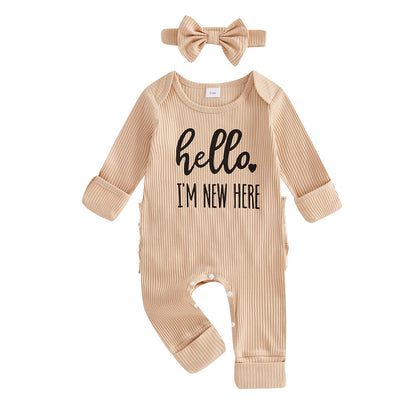 Geagodelia Baby Girl Romper + Headband Newborn Clothing Outfit Jumpsuit Baby Clothes Soft Baby Romper 
