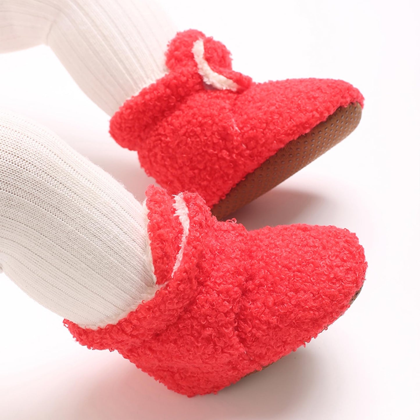 TMEOG Baby Winter Shoes Thermal Baby Shoes Crawling Shoes Fleece Baby Boots Non-Slip Warm Booties Baby Boots Lined Newborn Walk Shoes for Girls Boys 0-18 Months