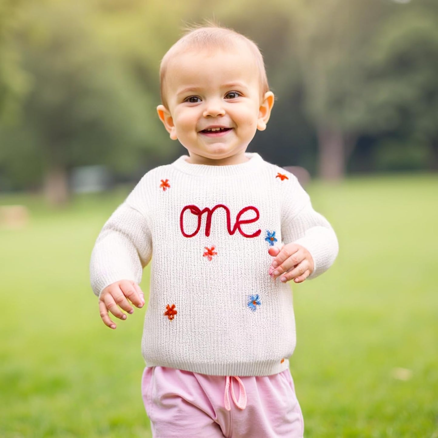 L&ieserram Baby Mädchen Jungen 1. Geburtstag Gestrickt Pullover Jumper Langarm Strickpullover Pulli Kleinkinder Kleidung Outfit Knitted Sweater 1 Jahr