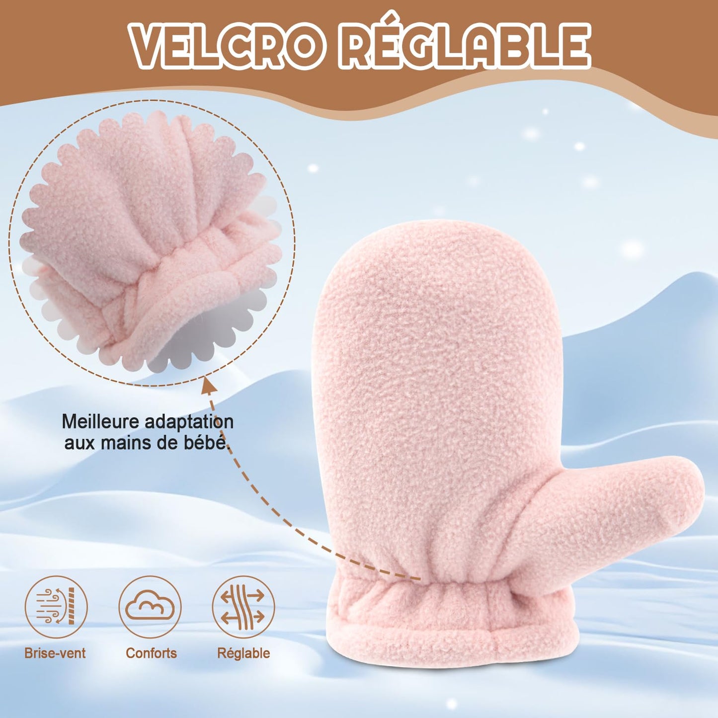SEYUFN Baby Winter Gloves Fleece Lining Toddler Boys Warm Soft Baby Girls Adjustable Gloves Outdoor Gloves