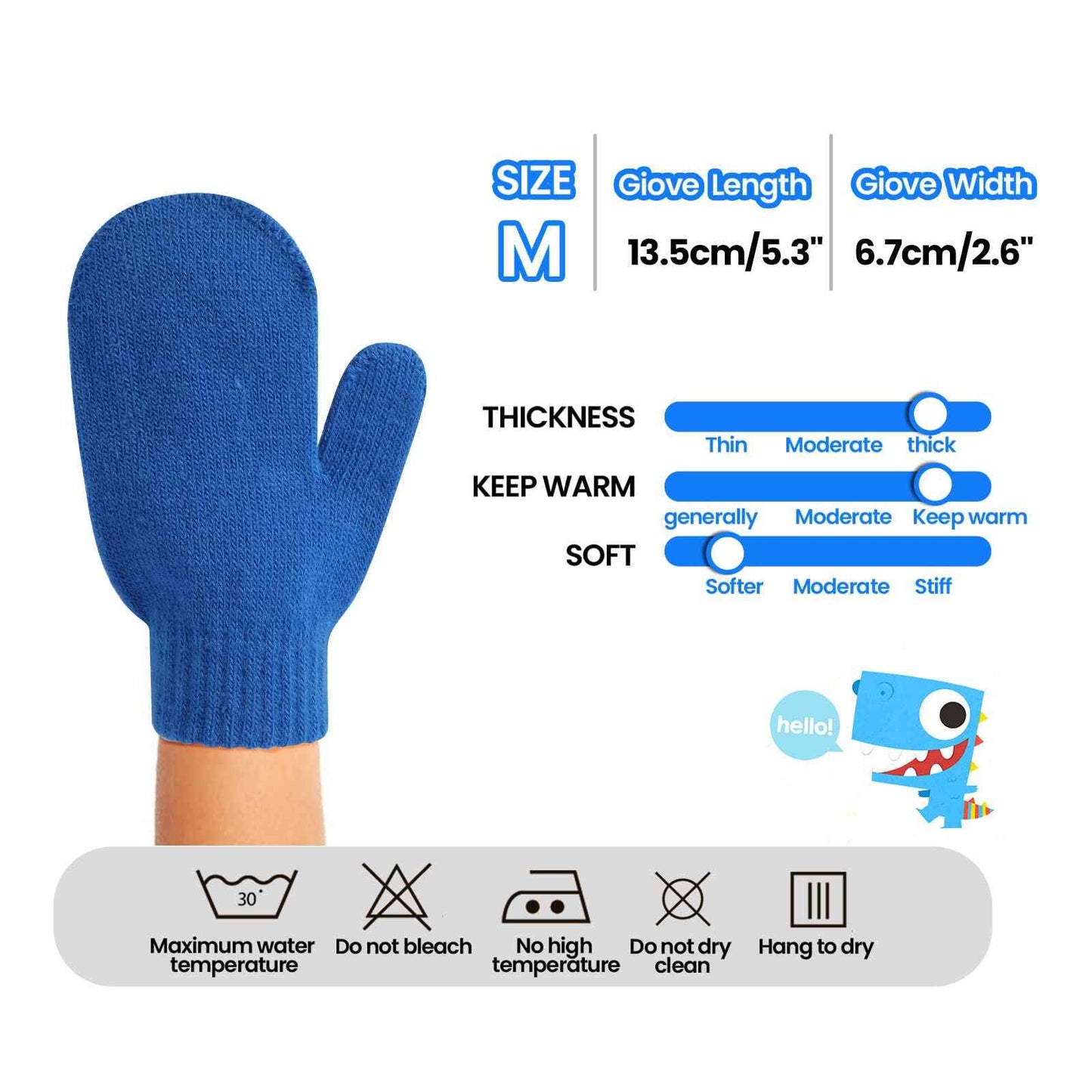 TAGVO 6 Pairs of Winter Magic Gloves, Children's Stretchy Warm Magic Gloves & Mittens Boys or Girls, Knitted Gloves, Unisex Knitted Full Finger Mittens for 5-13 Years