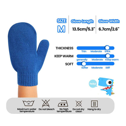 TAGVO 6 Pairs of Winter Magic Gloves, Children's Stretchy Warm Magic Gloves & Mittens Boys or Girls, Knitted Gloves, Unisex Knitted Full Finger Mittens for 5-13 Years