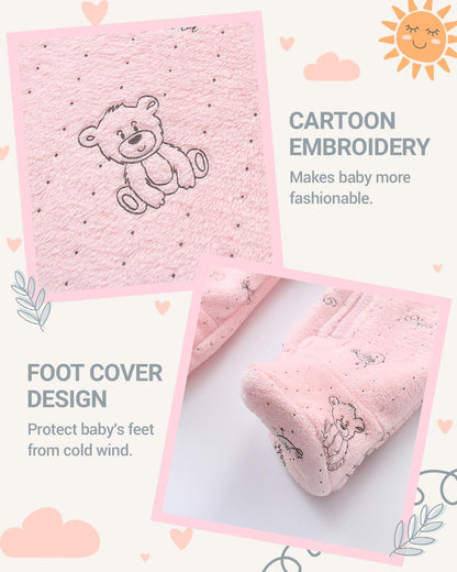 Baby Schneeanzüge mit Kapuze, Baby Overall Winter Fleece Strampler Neugeborenen Junge und Mädchen Einteiler Anzug für 0-12 Monate