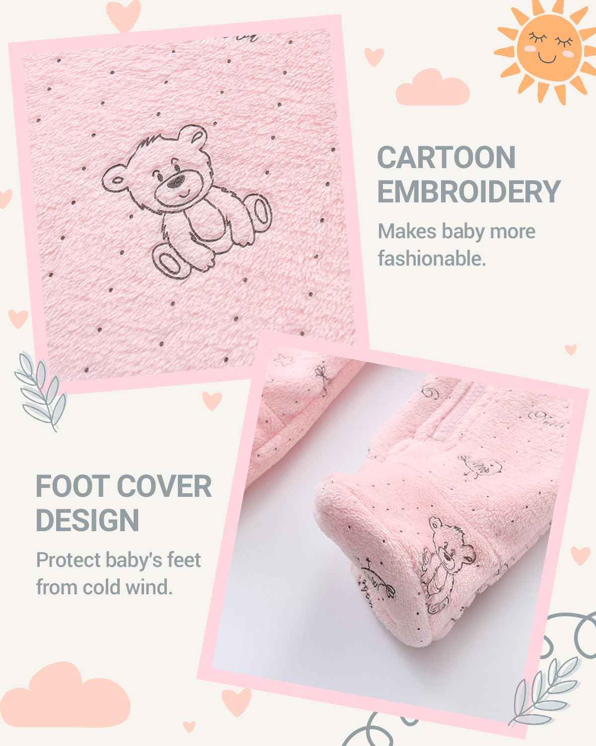 JiAmy Baby Snowsuits with Hood, Baby Jumpsuit Winter Fleece Romper Newborn Boy and Girl One Piece Suit for 0-12 Months