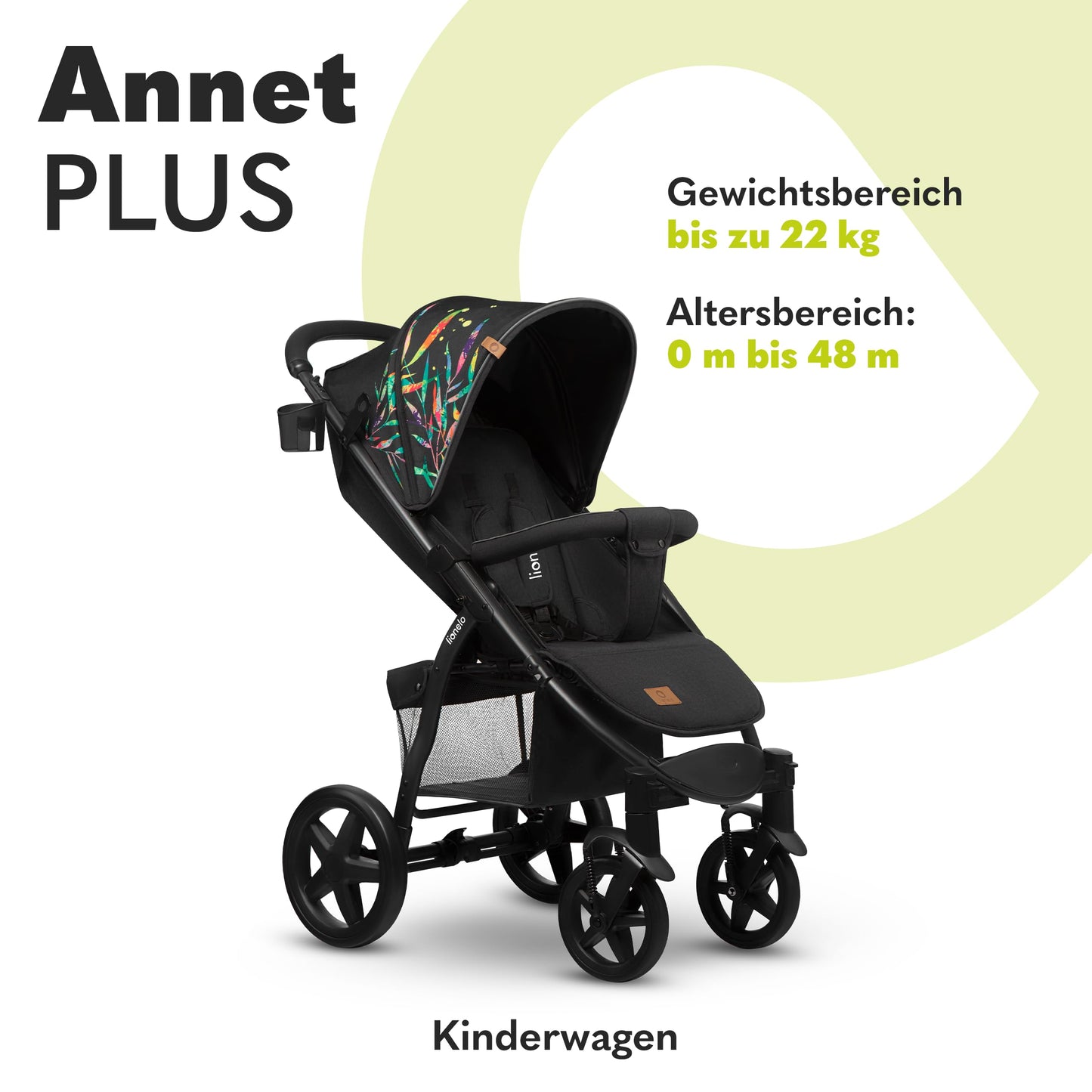 LIONELO Annet Plus Buggy up to 22 kg with Reclining Function, Small Folding Pushchair with Accessories, EVA Foam Wheels, Mosquito Net, Foot Cover Drink Holder, Basket Dreamin