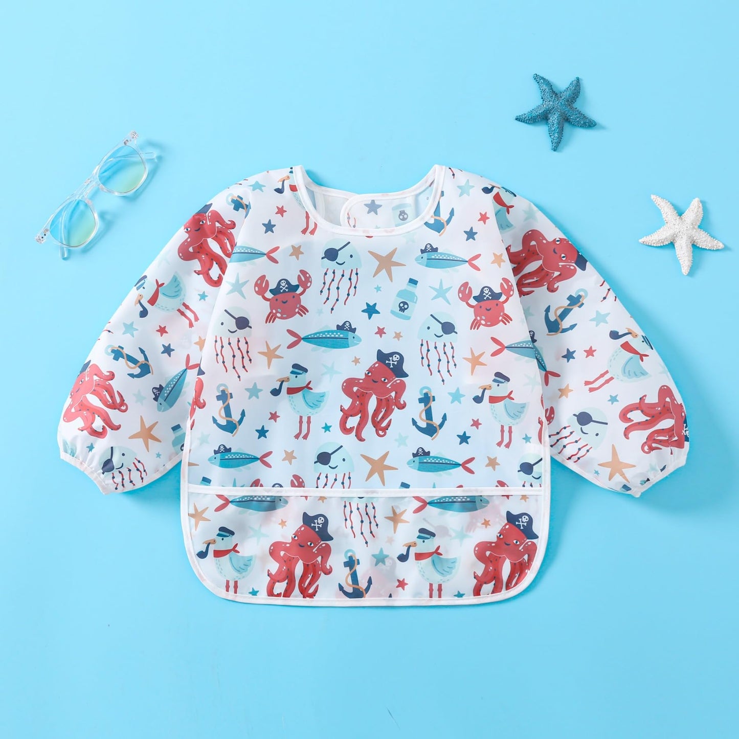 Yunguui Baby Bibs with Sleeves, 5 Pack, Washable Full Body Bibs, Sleeved Bibs, Waterproof for 3-30 Months 