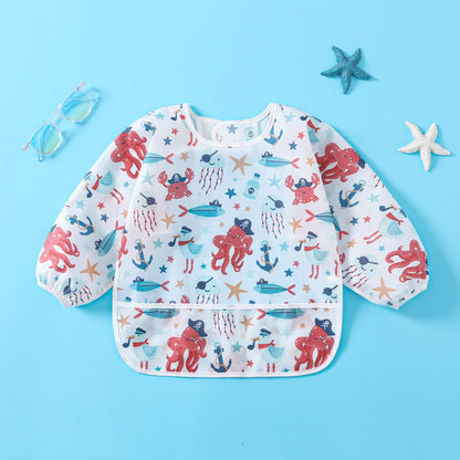 Yunguui Baby Bibs with Sleeves, 5 Pack, Washable Full Body Bibs, Sleeved Bibs, Waterproof for 3-30 Months 
