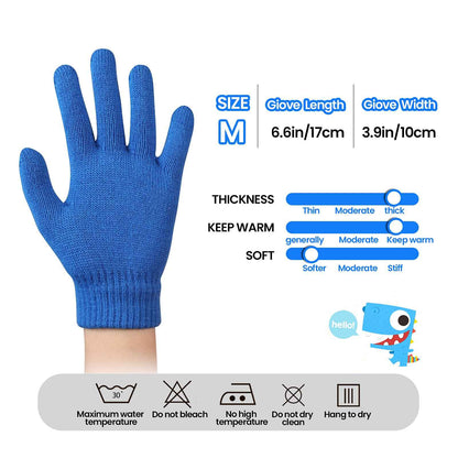 TAGVO 6 Pairs of Winter Magic Gloves, Children's Stretchy Warm Magic Gloves & Mittens Boys or Girls, Knitted Gloves, Unisex Knitted Full Finger Mittens for 5-13 Years