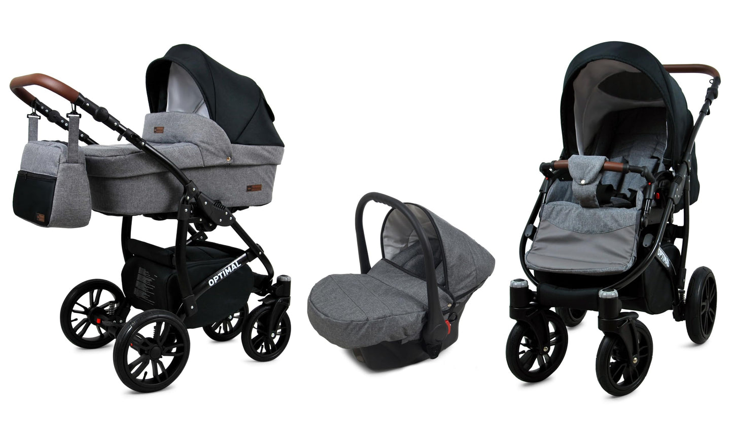 BabyLux® Kinderwagen Set 4 in 1 - Optimal - incl. Babywanne, Buggy Sportsitz, Auto-Babyschale, ISOFIX-Basisstation - Autositz - Kinderwagenset - Kombikinderwagen mit Wickeltasche usw.