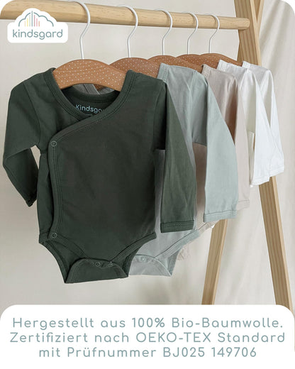 Kindsgard Baby Long-Sleeved Wrap Bodysuit Trunder - Soft and High-Quality 100% Organic Cotton