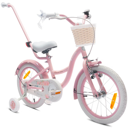 sun baby Mädchenfahrrad Flower Bike Radgröße zur Auswahl, mit Abnehmbarer Schubstange, Kinderfahrrad für Mädchen von 2 bis 6 Jahre - Meloni2