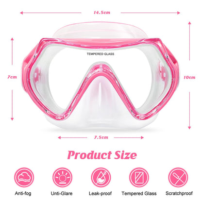 WOVOKA Taucherbrille Kinder, Schwimmbrille Kinder für 4-12 Jahre, Tauchmaske Schnorchelmaske Nasenabdeckung 180°Panorama HD Anti Nebel Anti-Leck für Jungen Mädchen Jugendliche