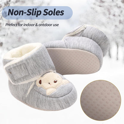 Baby Winter Shoes Warm Baby Shoes Winter Non-Slip Adjustable Newborn Snow Shoes First Walking Shoes Lined Thermal Fleece Crawling Shoes Slippers Winter Boots 0-18 Months 