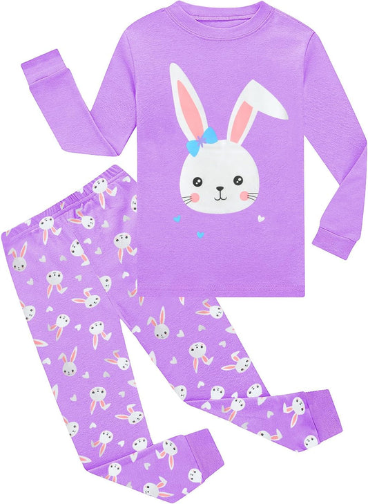 EULLA Kinder Schlafanzüge Mädchen Langarm Winter Pyjama Set Baumwolle Meerjungfrau Einhorn Prinzessin Katze Dino Zweiteilig Nachtwäsche 92 98 104 110 116 122