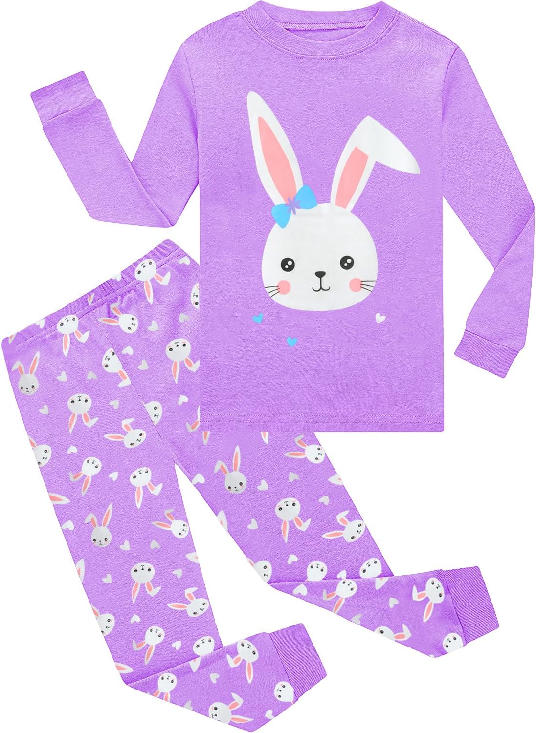 EULLA Kinder Schlafanzüge Mädchen Langarm Winter Pyjama Set Baumwolle Meerjungfrau Einhorn Prinzessin Katze Dino Zweiteilig Nachtwäsche 92 98 104 110 116 122