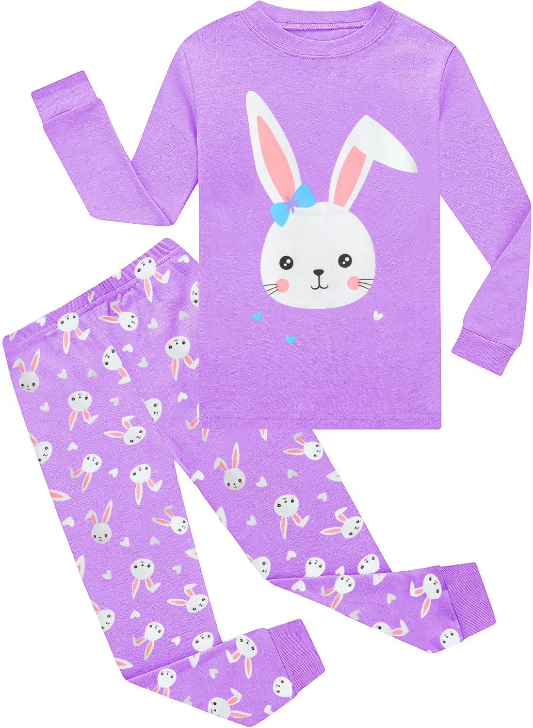 EULLA Children's Pyjamas Girls Long Sleeve Winter Pyjama Set Cotton Mermaid Unicorn Princess Cat Dino Two Piece Sleepwear 92 98 104 110 116 122