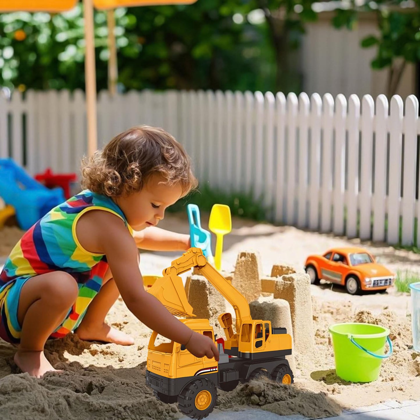 Bagger Spielzeug ab 3 jahre,Baustellenfahrzeuge Kinder,Baggerfahrzeug Geeignet als Sandspielzeug und für das Kinderzimmer,Starke & Flexible Teile,Sandkasten Kinderbagger für 2+ Jahre (Dumper)