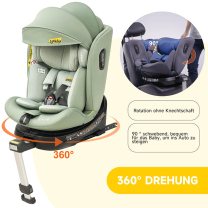 Jovikids 360° Drehbar Kindersitz mit ISOFIX, i-Size 40-150cm(ab Geburt -12 Jahre) Baby Autositz Reboarder mit Liegefunktion & Abnehmbar Vordach, ECE R129 (Rosa) - Meloni2