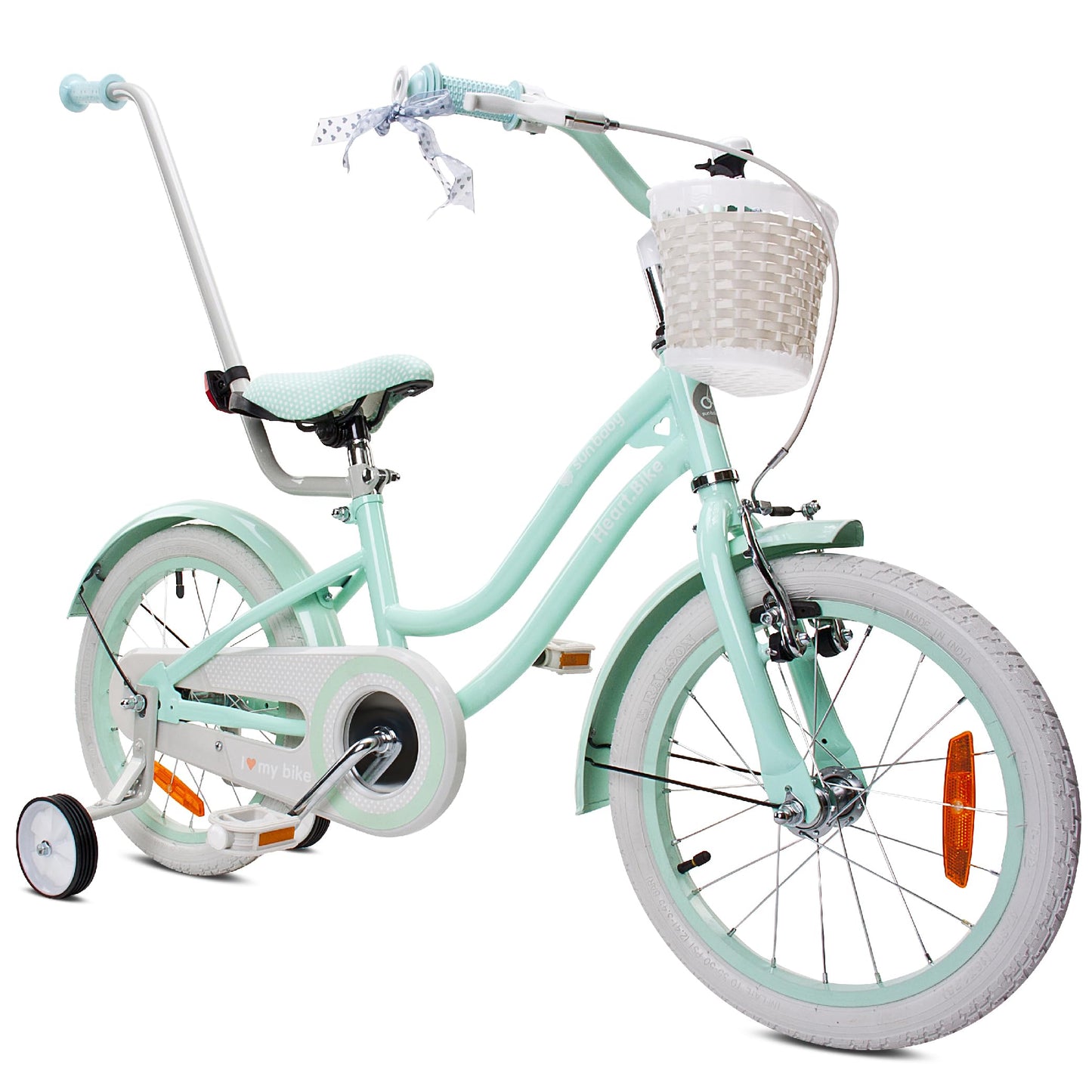 sun baby Mädchenfahrrad 12, 14 und 16 Zoll Radgröße Heart Bike zur Auswahl, mit Abnehmbarer Schubstange, Kinderfahrrad für Mädchen von 2 bis 6 Jahre - Meloni2