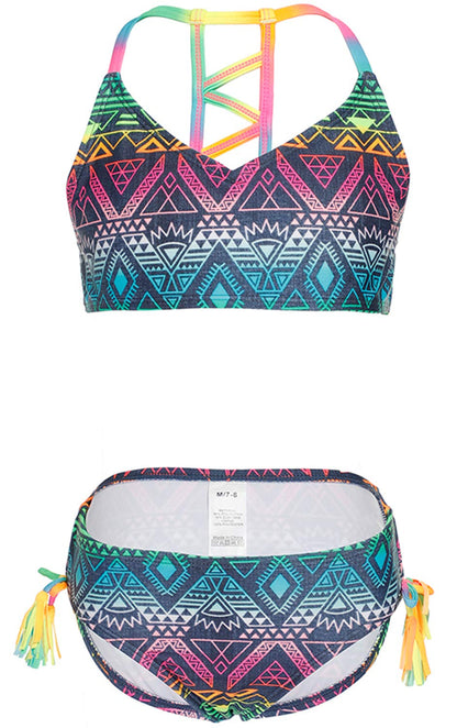 DUSISHIDAN Bikini Kinder Mädchen Zweiteiliger Bademode Süß Badeanzug Zurück überqueren Sommer Swimsuit 110-176