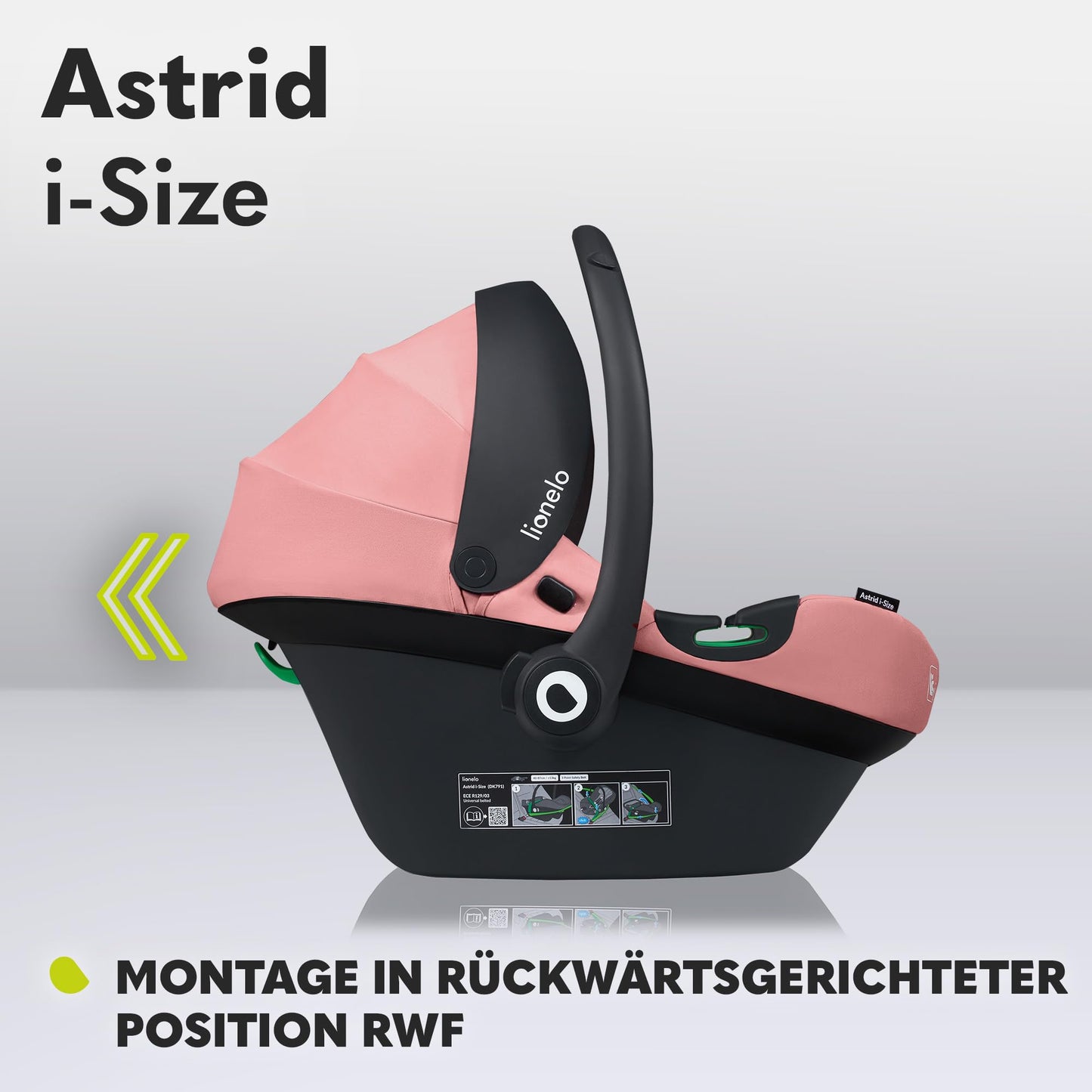 LIONELO ASTRID i-Size Baby Autositz 40-87 cm, Babyschale Gruppe 0+, Rückwärtsgerichtete Montage, 3-Punkt-Sicherheitsgurt Seitenschutz, Sitzeinlage Dri-Seat - Meloni2