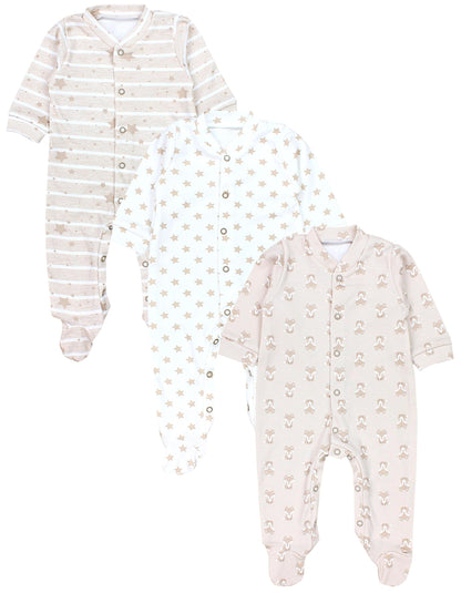 TupTam Baby Jungen Schlafstrampler Langarm Strampler Schlafanzug mit Fuß 3er Pack