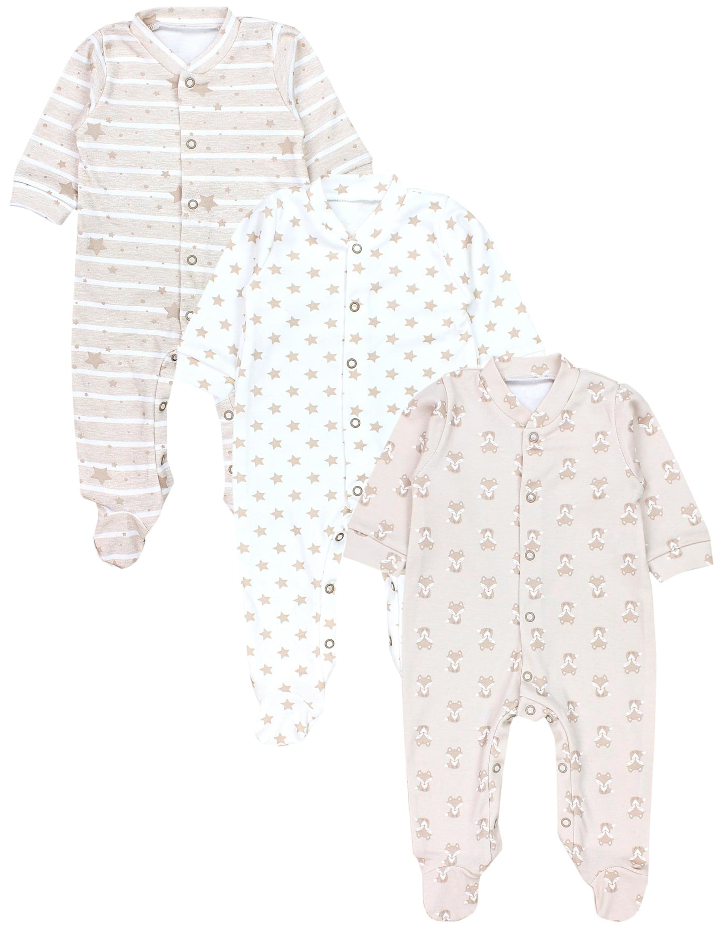 TupTam Baby Jungen Schlafstrampler Langarm Strampler Schlafanzug mit Fuß 3er Pack