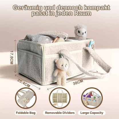 Changing Bag Organiser, Changing Table Organiser, Portable Changing Basket with Removable Compartments, Plush Changing Organiser with Handles, Baby Storage Basket for Changing and Baby Things