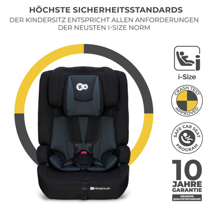 Kinderkraft SAFETY FIX 2 I-SIZE 76-150 cm Kindersitz 9-36 kg, Kinderautositze mit isofix, Einstellung der Kopfstütze, spezielle Sicherheitssysteme, 5 punkt gurte, Einsatz im set, Schwarz - Meloni2