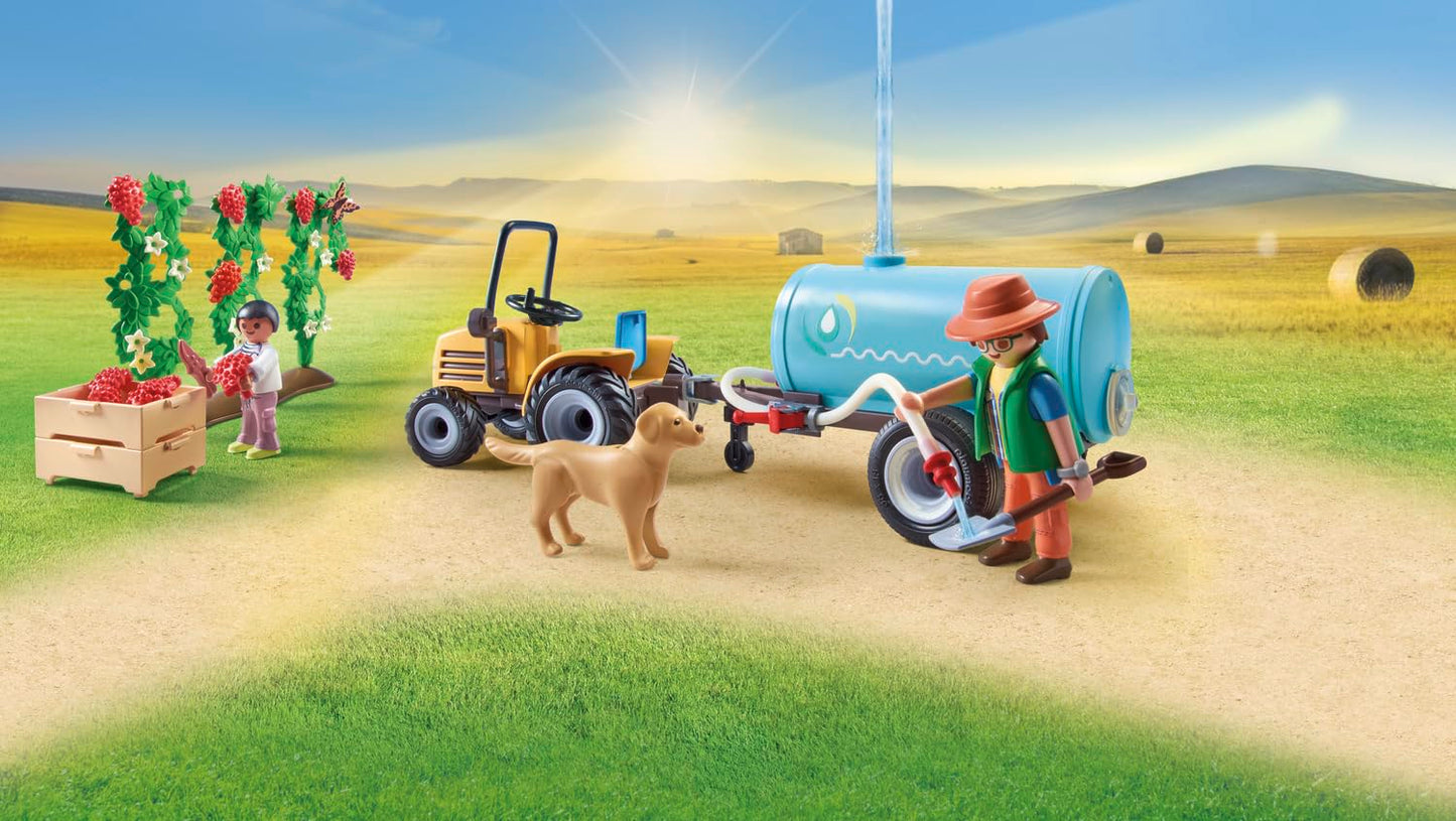PLAYMOBIL Country 71442 Traktor mit Anhänger und Wassertank, frische Ernte auf dem Bauernhof, spielerisches Lernen über die Umwelt, nachhaltiges Spielzeug für Kinder ab 4 Jahren