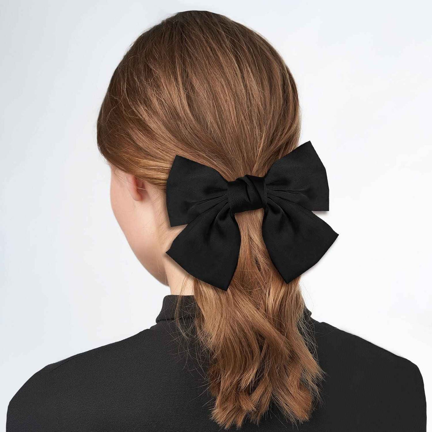 Bow Hair Clip, Pack of 2 Women Hair Bows Large Bow Hair Clip French Hair Clips Girls Hair Clips (Black + White)