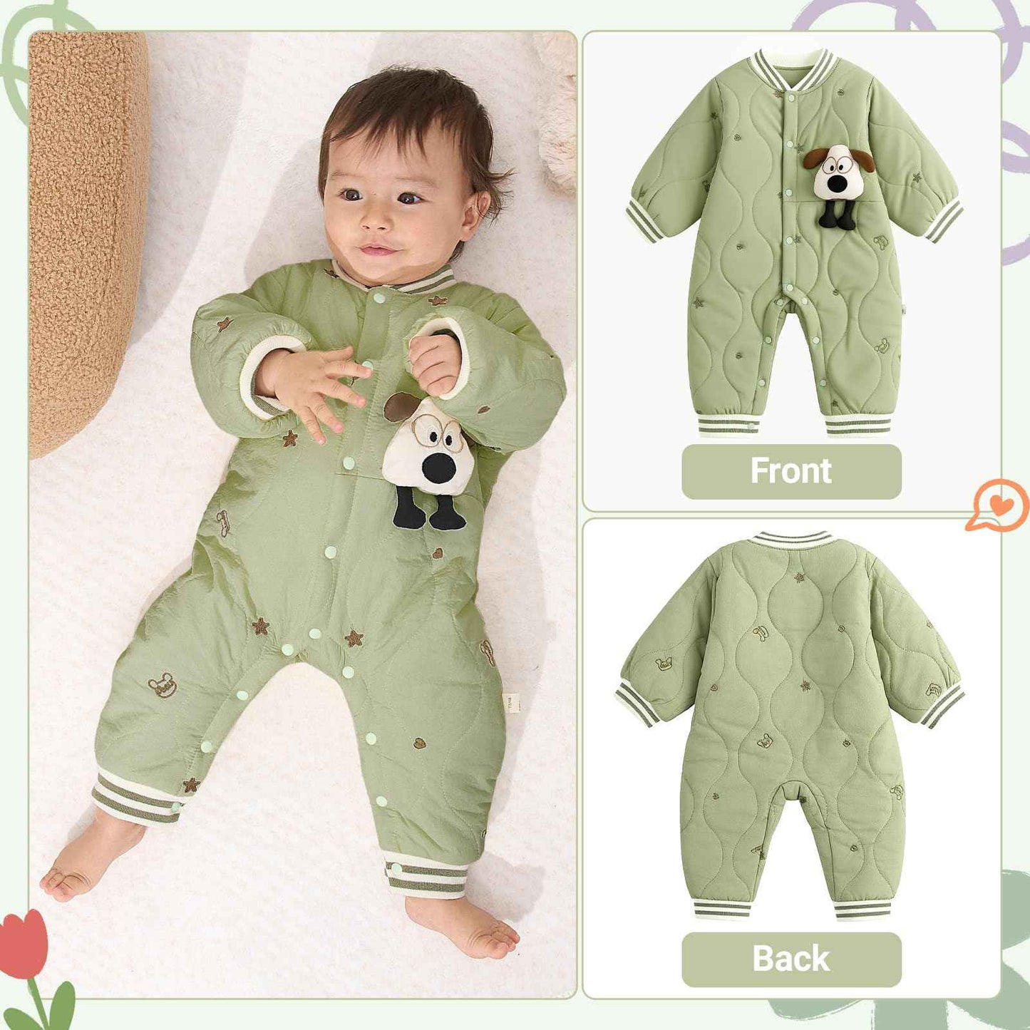 JiAmy Baby Snowsuit, Soft Romper, Newborn Winter Romper, Autumn Winter Warm Jumpsuit, Winter Suit for Toddlers, Girls, Boys, 6-18 Months