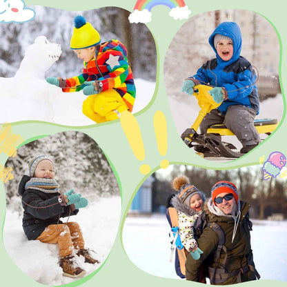 Becellen Fäustlinge Baby, Warme Weiche Kleinkind Strickhandschuhe mit Schlüsselband Niedliche Cartoon-Musterdesign Fäustlinge Baby Doppelt Winter Handschuhe für 0-3 Jahre Jungen Mädchen