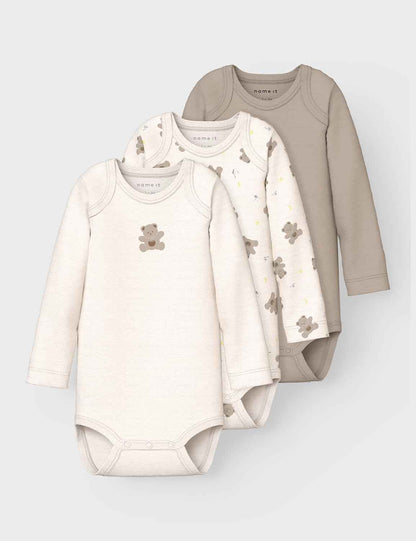 NAME IT Unisex Nbnbody 3P LS Jet Stream Bear Noos (Pack of 3)