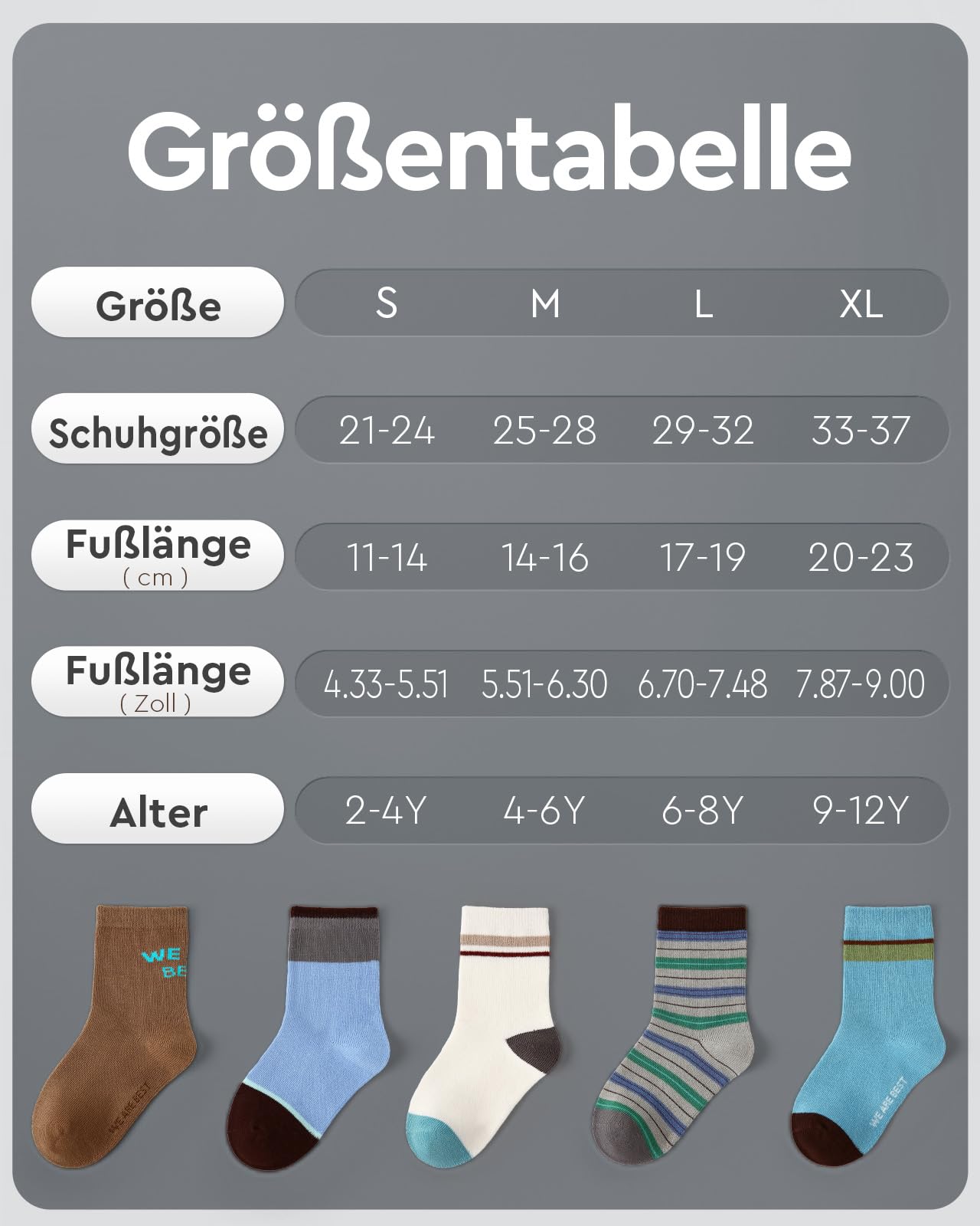 Kyopp 10 Paar Socken Kinder Mädchen und Jungen Klassisch Socken Lustig Cotton Socken Crew Socks Winter/Sommer