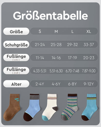 Kyopp 10 Paar Socken Kinder Mädchen und Jungen Klassisch Socken Lustig Cotton Socken Crew Socks Winter/Sommer