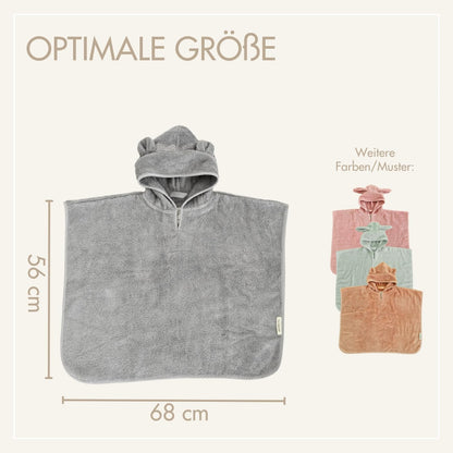 MOYO Baby Badeponcho Mit Hasenohren in Rosé I Kinder Badetuch Für 0-3 Jahre I Weicher Poncho Aus 100% Frottee-Baumwolle I Waschbares Kapuzenhandtuch I 68x56cm