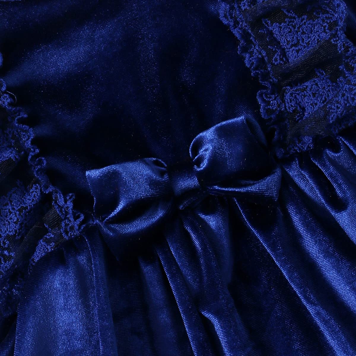 Baby Dress Girls Long Sleeve Lace A Line Princess Velvet Dress + Headband Wedding Festive Autumn Winter Clothing