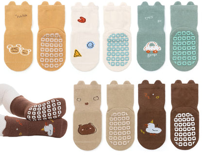 Rutschfeste Socken für Baby Mädchen Jungen 5 Paar Kinder Anti Rutsch Socken Sportsocken Stoppersocken